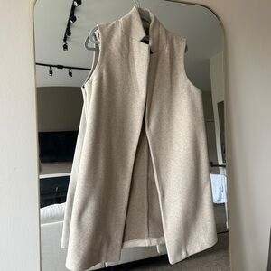 Long Cream Blazer Vest